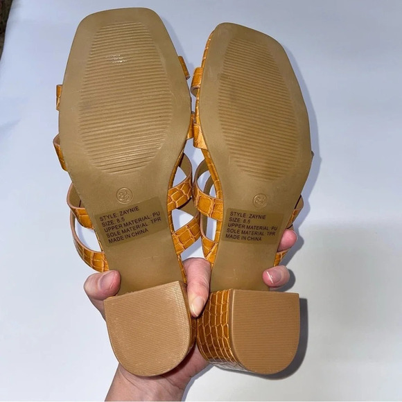 NEW Lulus Zaynie Tan Crocodile Embossed Strappy High Heel Sandal Size 8.5 - Picture 5 of 6